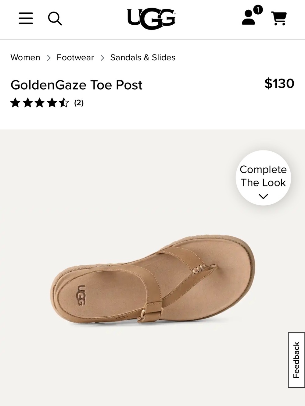UGG GoldenGaze Toe-Post Sandal in Chestnut Tan
